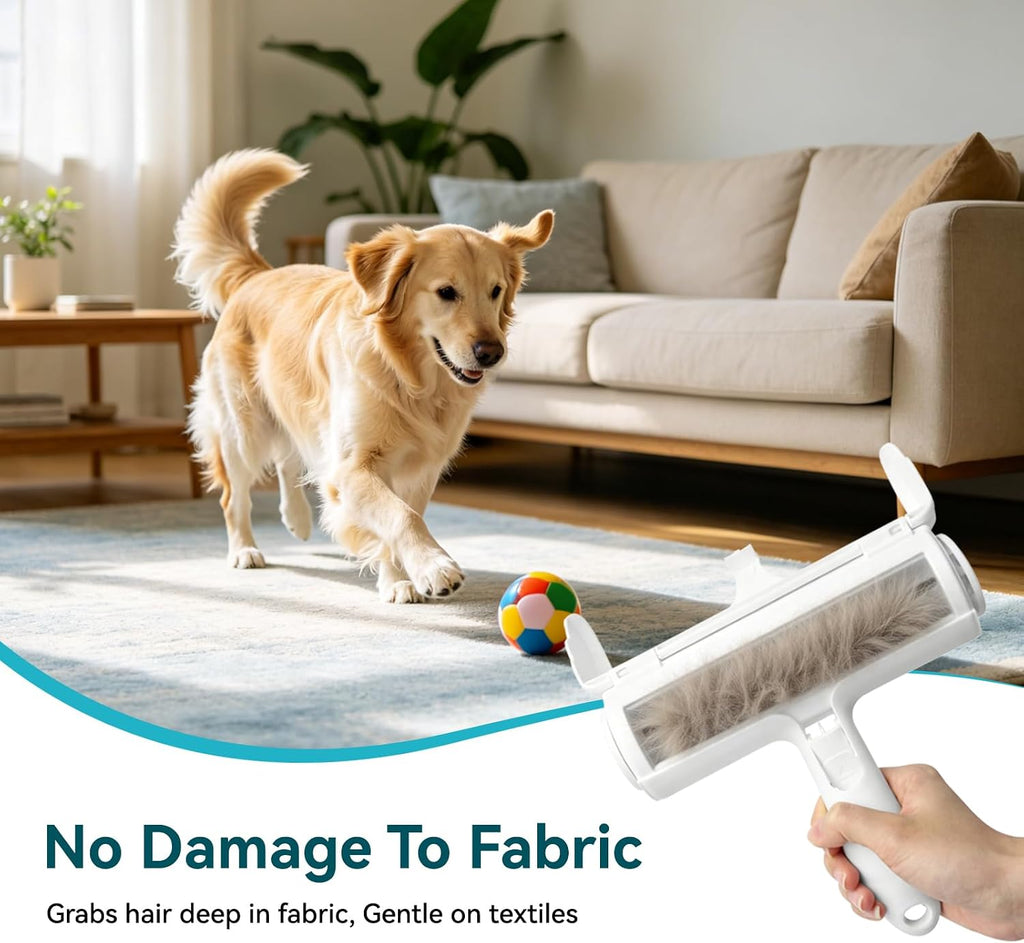Roller Pet Hair Remover - Reusable Lint Roller for Dog & Cat Hair on Furniture, Couch, Carpet, Car & Bedding - Portable